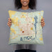 Person holding 18x18 Custom Williston North Dakota Map Throw Pillow in Woodblock
