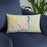 Custom Williston North Dakota Map Throw Pillow in Woodblock on Blue Colored Chair