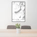 24x36 Willow Lake Wyoming Map Print Portrait Orientation in Classic Style Behind 2 Chairs Table and Potted Plant