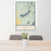 24x36 Willow Lake Wyoming Map Print Portrait Orientation in Woodblock Style Behind 2 Chairs Table and Potted Plant