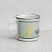 Left View Custom Willow Lake Wyoming Map Enamel Mug in Woodblock