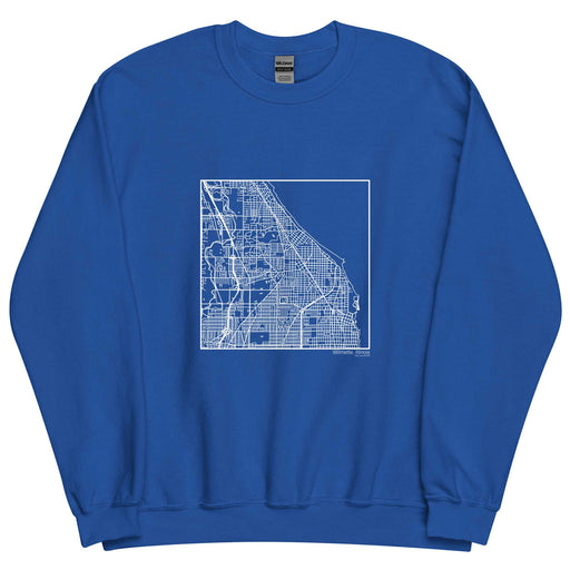 Wilmette Illinois  Map Unisex Crewneck Sweater with City inscription in Royal Blue