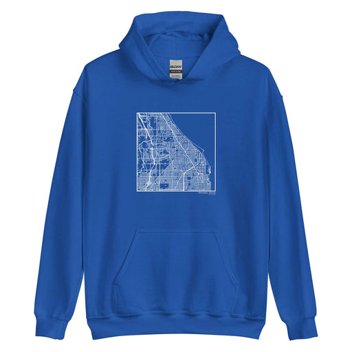 Wilmette Illinois  Map Unisex Hoodie Sweater with City inscription in Royal Blue