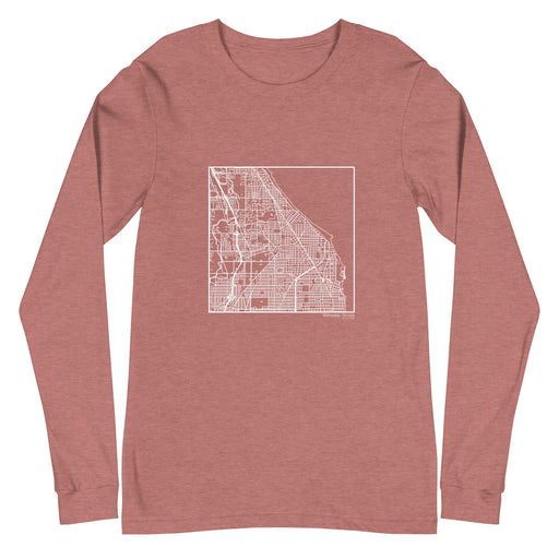 Wilmette Illinois  Map Unisex Long-Sleeve T-shirt with City inscription in Heather Mauve
