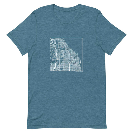 Wilmette Illinois  Map Unisex T-Shirt with City inscription in Heather Teal