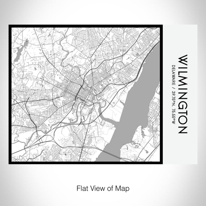 Rendered View of Wilmington Delaware Map on 20oz Stainless Steel Insulated Bottle with Bamboo Top with printed classic style map