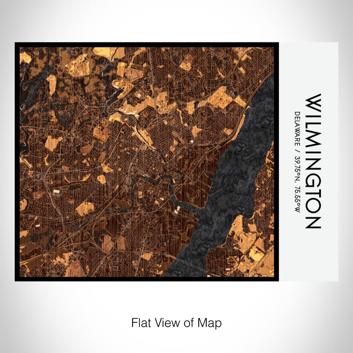 Rendered View of Wilmington Delaware Map on 20oz Stainless Steel Insulated Bottle with Bamboo Top with printed ember style map