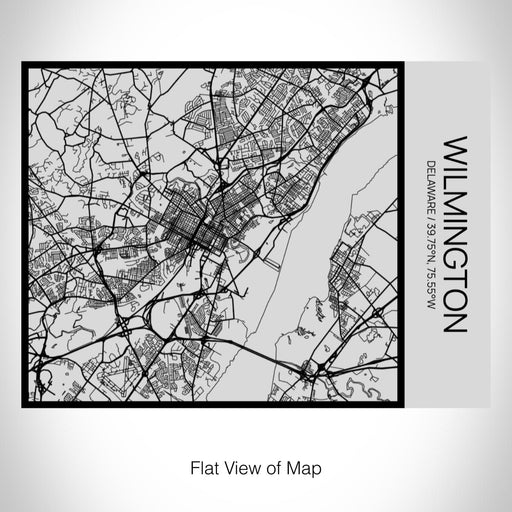 Rendered View of Wilmington Delaware Map on 20oz Stainless Steel Insulated Bottle with Bamboo Top with printed Tactile Lines Map in Black