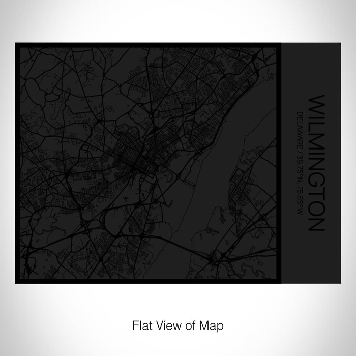 Rendered View of Wilmington Delaware Map on 20oz Stainless Steel Insulated Bottle with Bamboo Top in Matte Black with printed Tactile Lines Map in Black