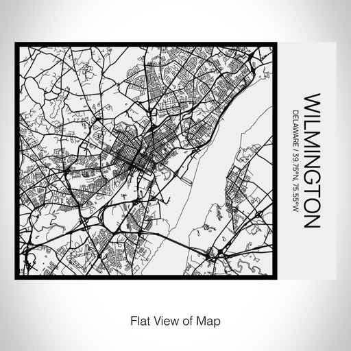 Rendered View of Wilmington Delaware Map on 20oz Stainless Steel Insulated Bottle with Bamboo Top in Matte White with printed Tactile Lines Map in Black