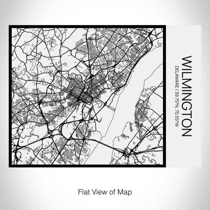 Rendered View of Wilmington Delaware Map on 20oz Stainless Steel Insulated Bottle with Bamboo Top in Matte White with printed Tactile Lines Map in Black