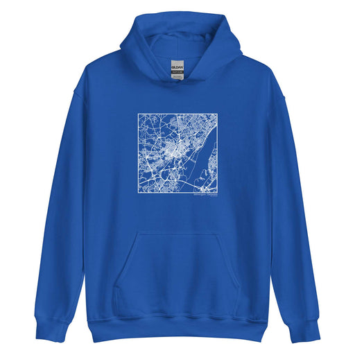 Wilmington Delaware  Map Unisex Hoodie Sweater with City inscription in Royal Blue