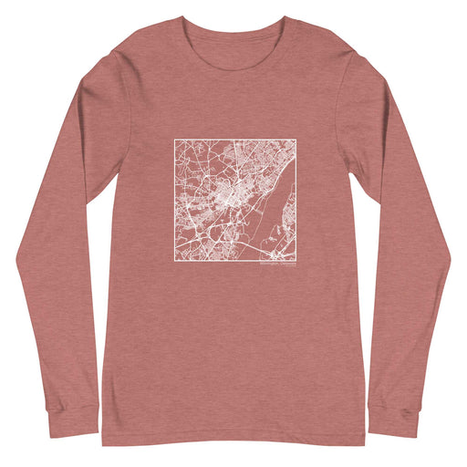 Wilmington Delaware  Map Unisex Long-Sleeve T-shirt with City inscription in Heather Mauve