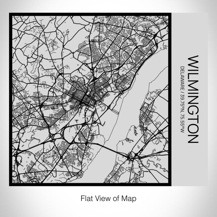 Rendered View of Wilmington Delaware Map on 17oz Stainless Steel Insulated Tumbler in Tactile Lines with Succulent in Background