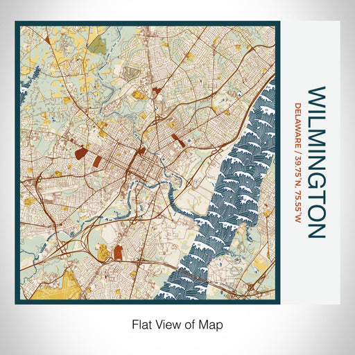Rendered View of Wilmington Delaware Map on 17oz Stainless Steel Insulated Tumbler in Woodblock Map Style