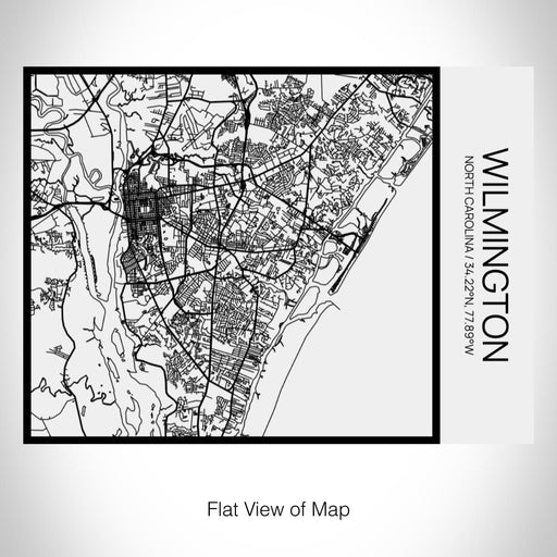 Rendered View of Wilmington North Carolina Map on 20oz Stainless Steel Insulated Bottle with Bamboo Top in Matte White with printed Tactile Lines Map in Black