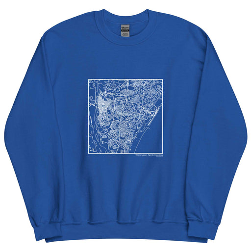 Wilmington North Carolina  Map Unisex Crewneck Sweater with City inscription in Royal Blue