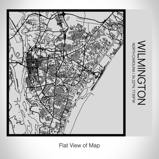 Rendered View of Wilmington North Carolina Map on 17oz Stainless Steel Insulated Tumbler in Tactile Lines with Succulent in Background