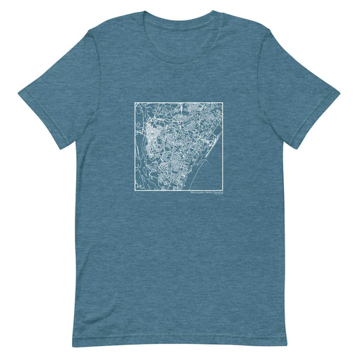 Wilmington North Carolina  Map Unisex T-Shirt with City inscription in Heather Teal