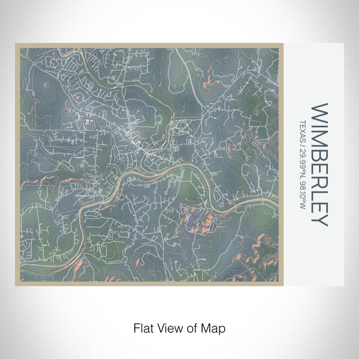 Rendered View of Wimberley Texas Map on 20oz Stainless Steel Insulated Bottle with Bamboo Top with printed afternoon style map