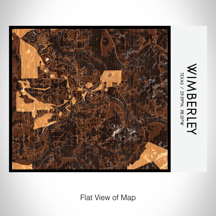 Rendered View of Wimberley Texas Map on 20oz Stainless Steel Insulated Bottle with Bamboo Top with printed ember style map