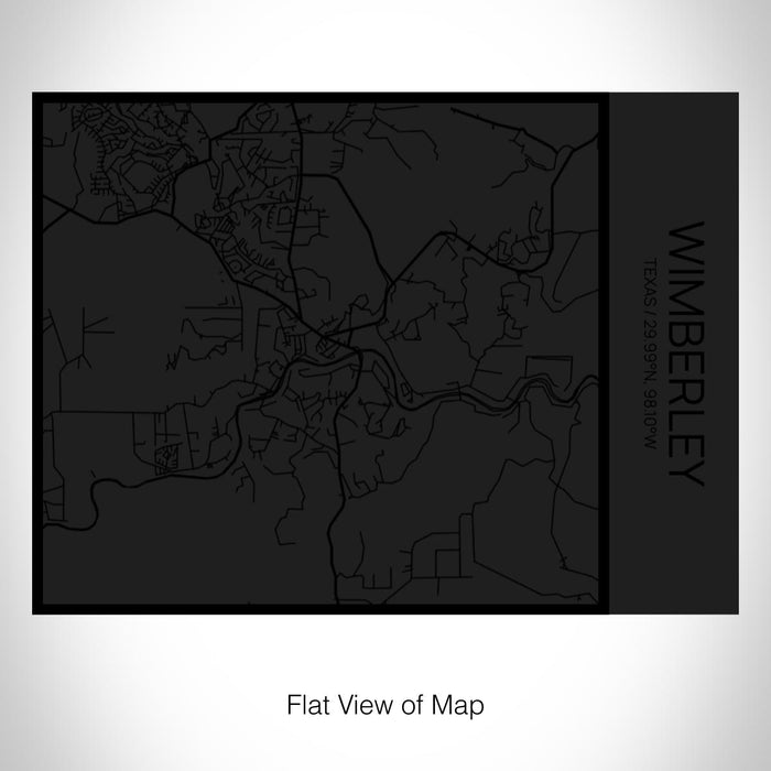 Rendered View of Wimberley Texas Map on 20oz Stainless Steel Insulated Bottle with Bamboo Top in Matte Black with printed Tactile Lines Map in Black