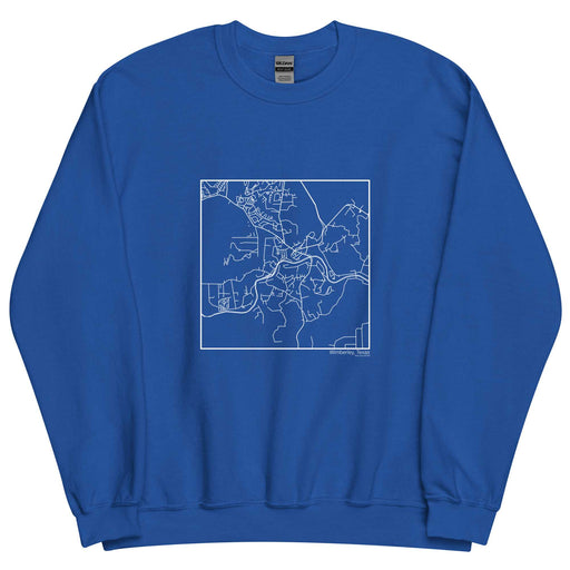 Wimberley Texas  Map Unisex Crewneck Sweater with City inscription in Royal Blue