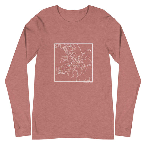 Wimberley Texas  Map Unisex Long-Sleeve T-shirt with City inscription in Heather Mauve