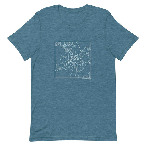 Wimberley Texas  Map Unisex T-Shirt with City inscription in Heather Teal