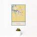 12x18 Winchester Tennessee Map Print Portrait Orientation in Woodblock Style With Small Cactus Plant in White Planter
