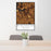 24x36 Winchester Tennessee Map Print Portrait Orientation in Ember Style Behind 2 Chairs Table and Potted Plant