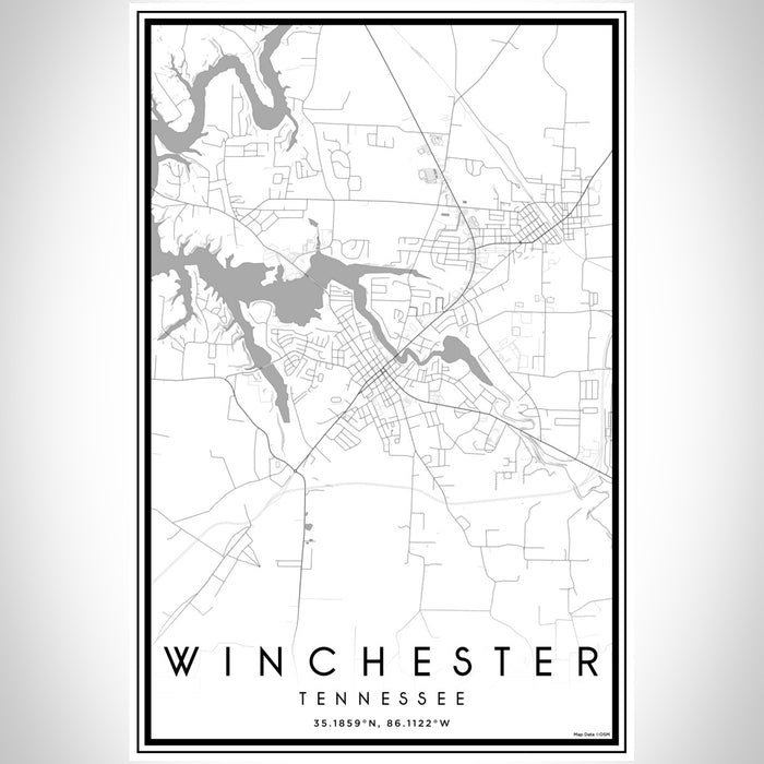 Winchester Tennessee Map Print Portrait Orientation in Classic Style With Shaded Background