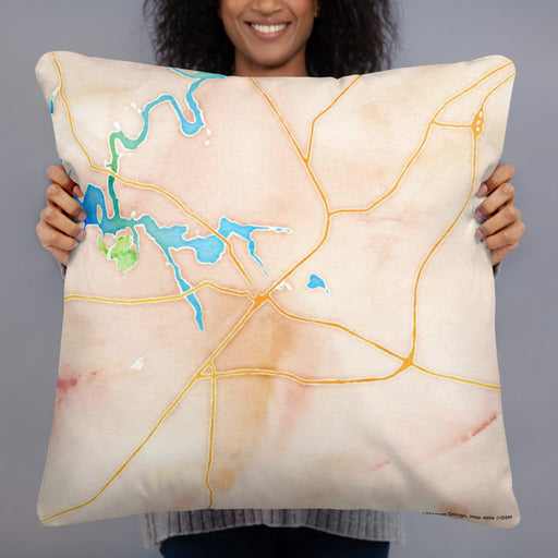 Person holding 22x22 Custom Winchester Tennessee Map Throw Pillow in Watercolor