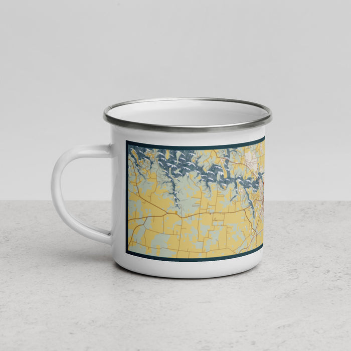 Left View Custom Winchester Tennessee Map Enamel Mug in Woodblock