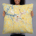 Person holding 22x22 Custom Winchester Tennessee Map Throw Pillow in Woodblock