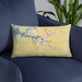 Custom Winchester Tennessee Map Throw Pillow in Woodblock on Blue Colored Chair