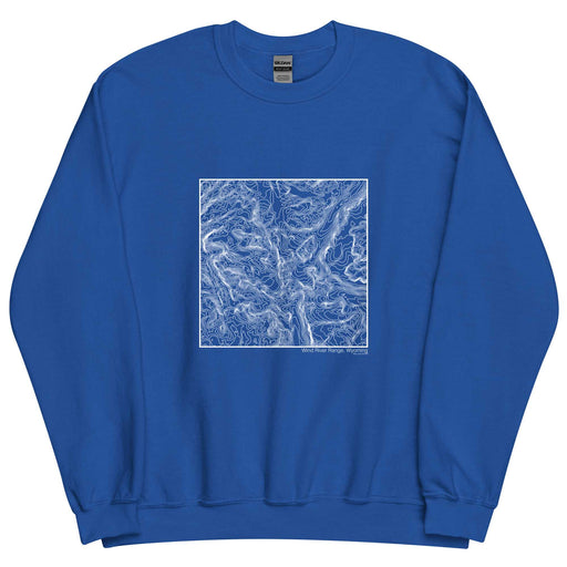 Wind River Range Wyoming Topographic  Map Unisex Crewneck Sweater with City inscription in Royal Blue