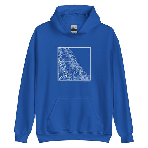 Winnetka Illinois  Map Unisex Hoodie Sweater with City inscription in Royal Blue