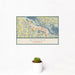 12x18 Winona Minnesota Map Print Landscape Orientation in Woodblock Style With Small Cactus Plant in White Planter