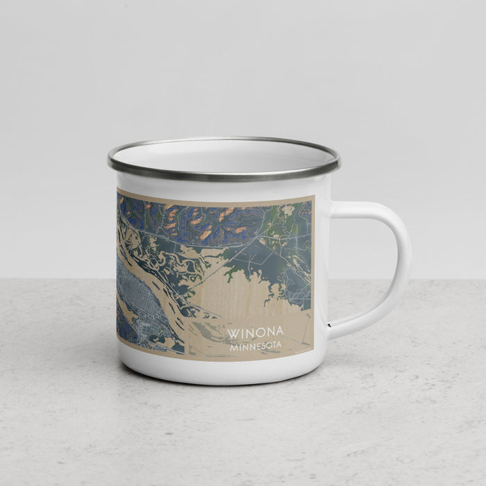 Right View Custom Winona Minnesota Map Enamel Mug in Afternoon