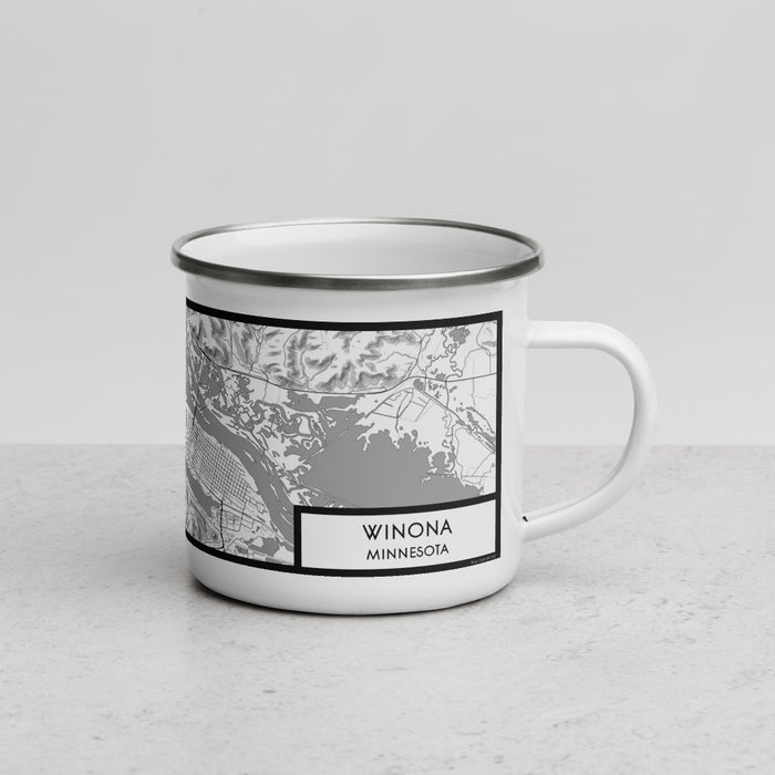 Right View Custom Winona Minnesota Map Enamel Mug in Classic