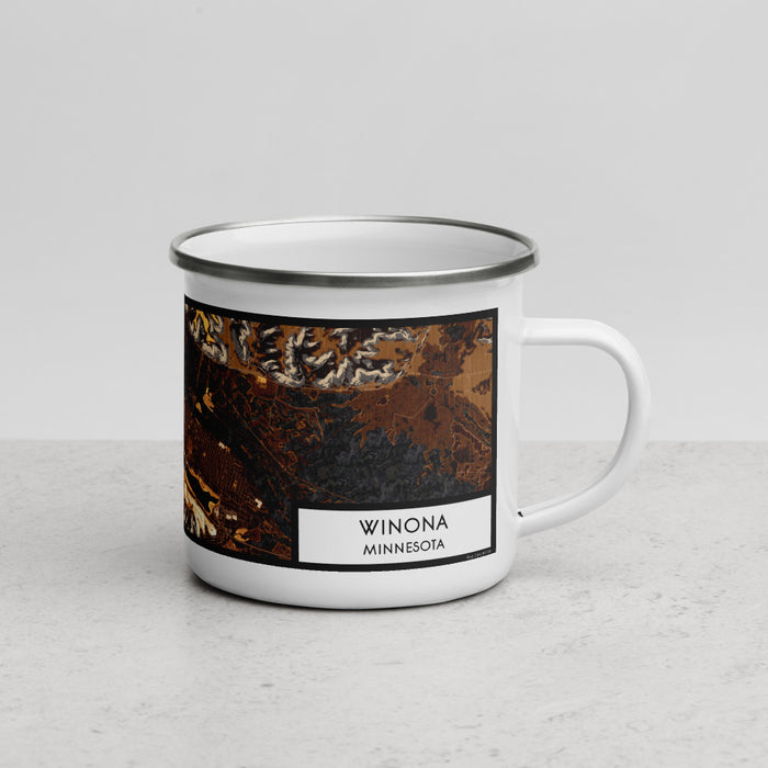 Right View Custom Winona Minnesota Map Enamel Mug in Ember