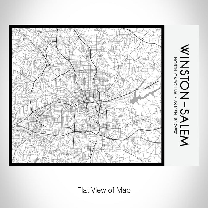 Rendered View of Winston-Salem North Carolina Map on 20oz Stainless Steel Insulated Bottle with Bamboo Top with printed classic style map