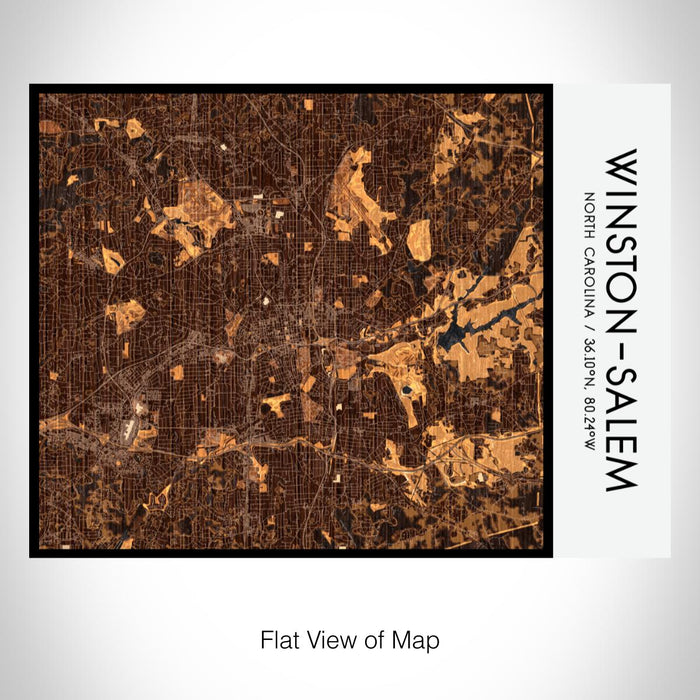 Rendered View of Winston-Salem North Carolina Map on 20oz Stainless Steel Insulated Bottle with Bamboo Top with printed ember style map