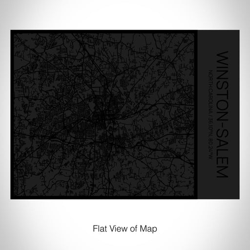 Rendered View of Winston-Salem North Carolina Map on 20oz Stainless Steel Insulated Bottle with Bamboo Top in Matte Black with printed Tactile Lines Map in Black