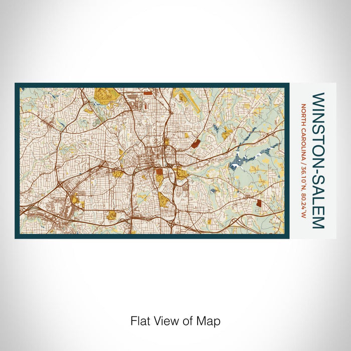 Rendered View of Winston-Salem North Carolina Map on 17oz Stainless Steel Insulated Bottle with printed woodblock style map