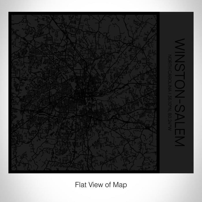 Rendered View of Winston-Salem North Carolina Map on 17oz Stainless Steel Insulated Tumbler in Matte Black with Tactile Lines