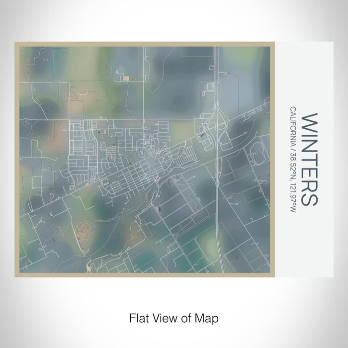 Rendered View of Winters California Map on 20oz Stainless Steel Insulated Bottle with Bamboo Top with printed afternoon style map