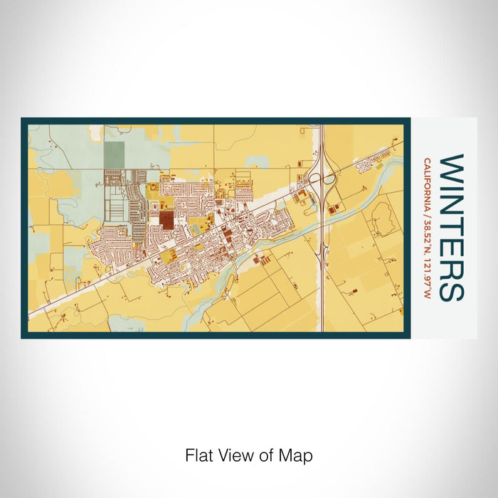 Rendered View of Winters California Map on 17oz Stainless Steel Insulated Bottle with printed woodblock style map