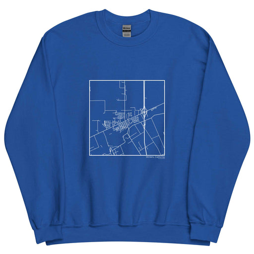 Winters California  Map Unisex Crewneck Sweater with City inscription in Royal Blue